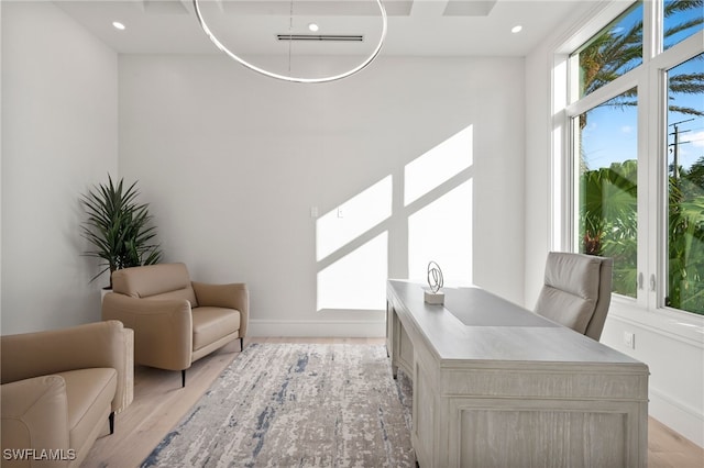 home office featuring light wood-type flooring