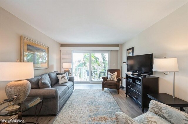 living area featuring wood finished floors