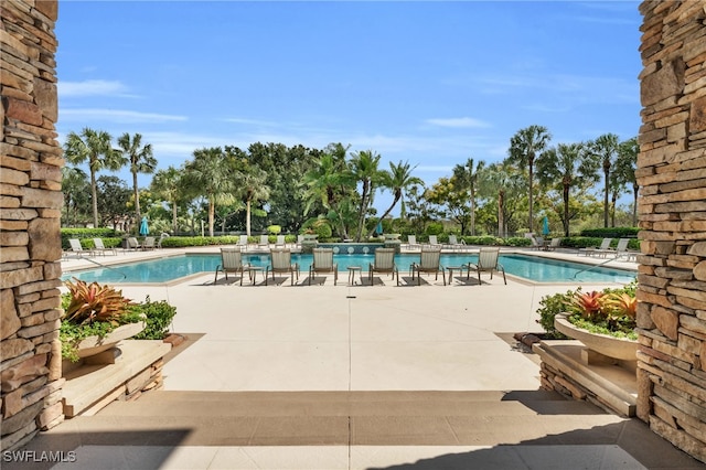 view of pool featuring a patio area