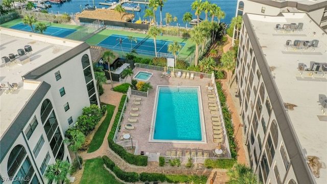 1007 Anglers Cv Unit J204, Marco Island, FL 34145 - bird's eye view of a nearby body of water and a pool area
