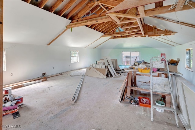 misc room featuring vaulted ceiling