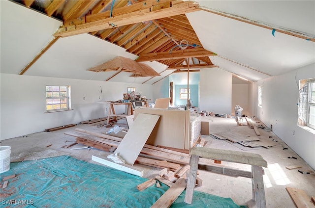 additional living space with vaulted ceiling