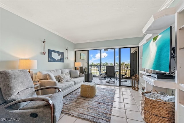 803 River Point Dr Unit 306B, Naples, FL 34102 - tiled living area with crown molding