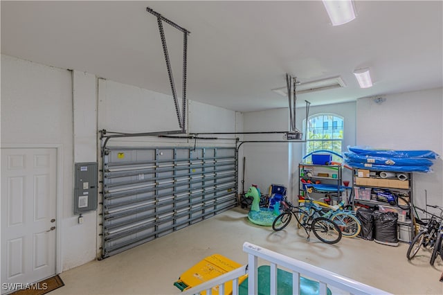 garage with electric panel