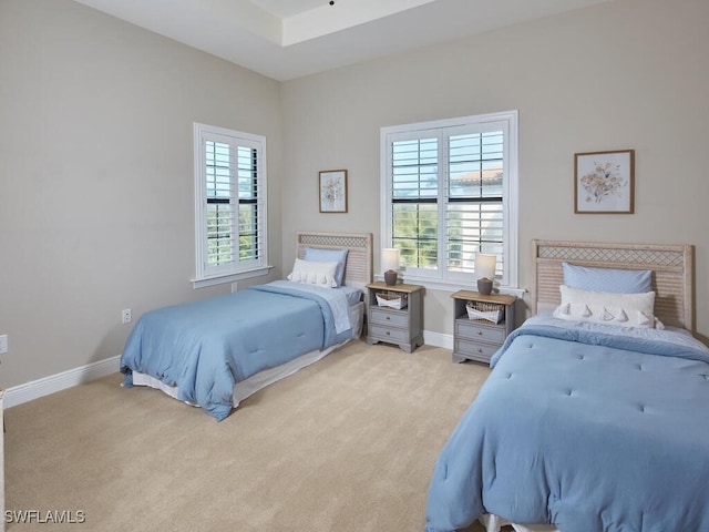 carpeted bedroom with multiple windows