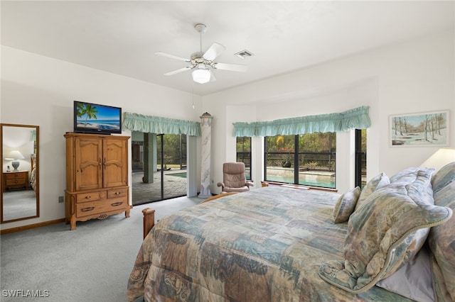 18351 Leetana Rd, North Fort Myers, FL 33917 - bedroom featuring visible vents, access to outside, multiple windows, and light colored carpet