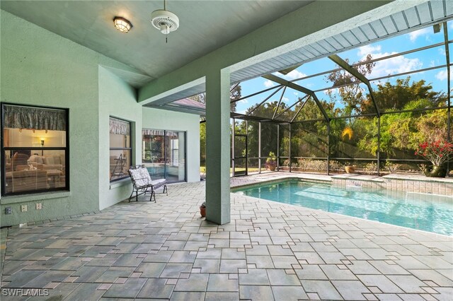 18351 Leetana Rd, North Fort Myers, FL 33917 - outdoor pool featuring a patio and glass enclosure