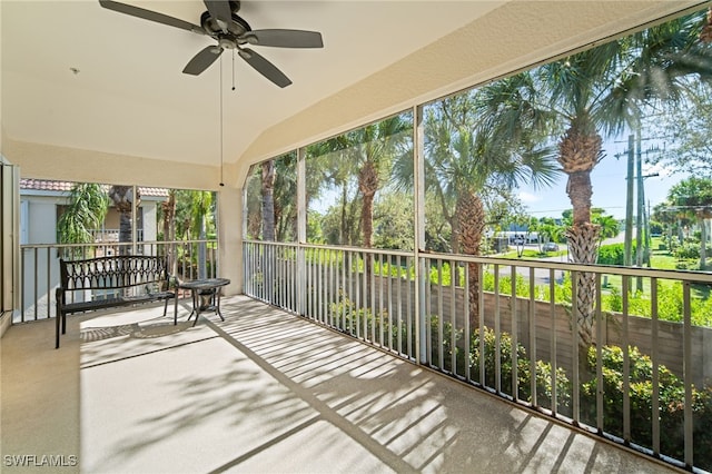 balcony with ceiling fan