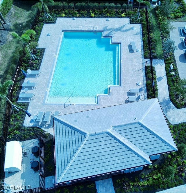 pool with a patio