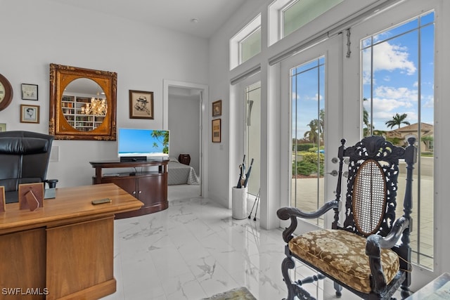 office space featuring french doors