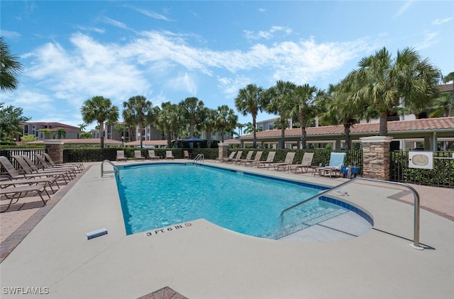 view of pool featuring a patio