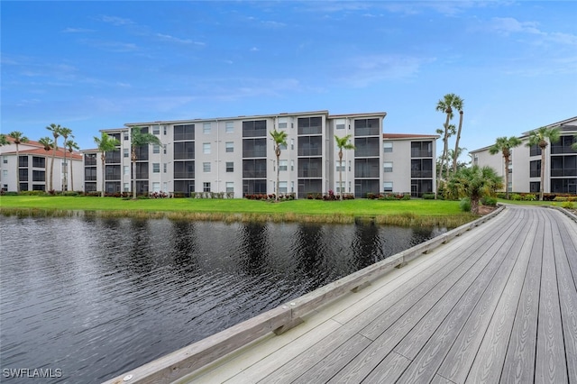 dock area featuring a water view