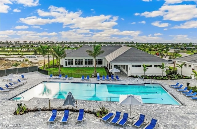 view of pool featuring a patio area