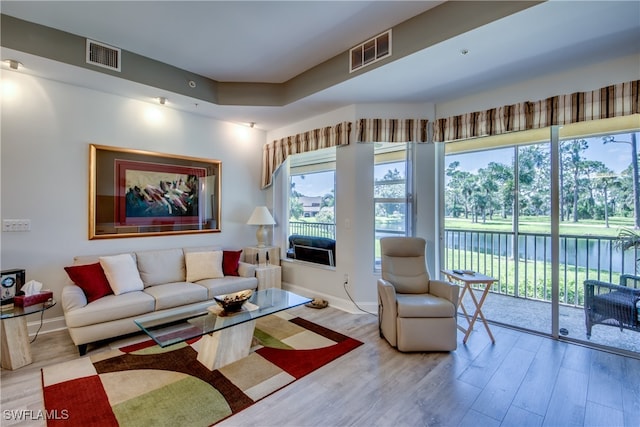 living room featuring light hardwood / wood-style floors