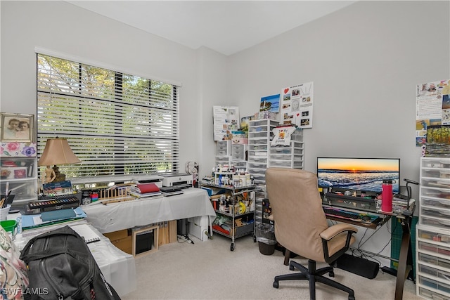 view of carpeted office space