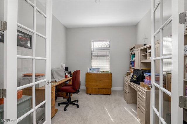 view of carpeted office space