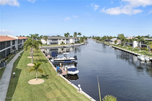 water view featuring a boat dock