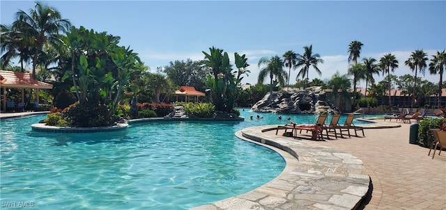 view of pool featuring a patio