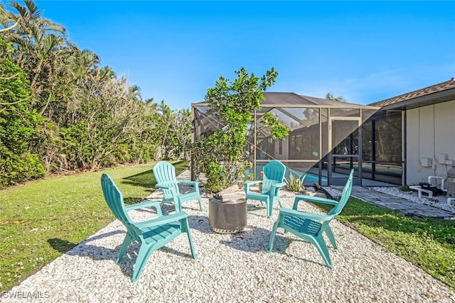 view of patio / terrace with glass enclosure