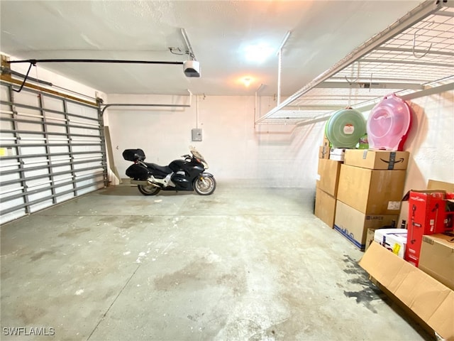 garage with a garage door opener