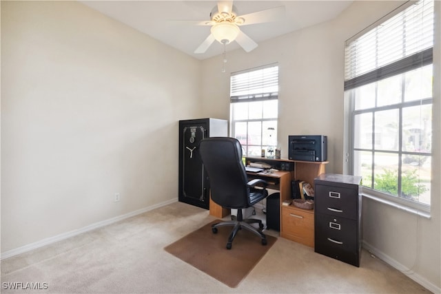 office featuring a wealth of natural light and light colored carpet