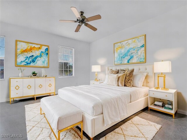 bedroom featuring ceiling fan