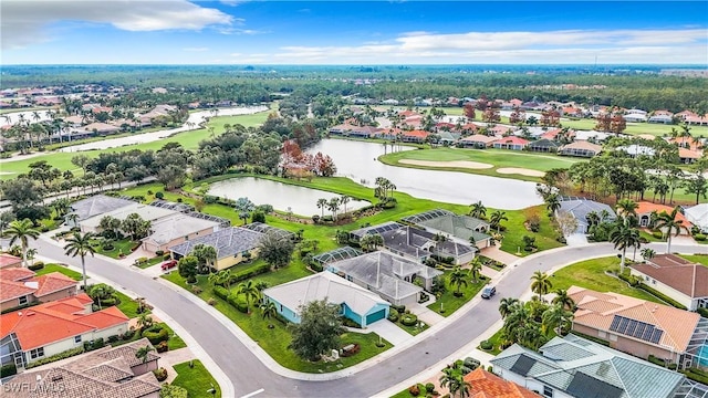 3452 Via Montana Way N, Fort Myers, FL 33917 - birds eye view of property with view of golf course, a residential view, and a water view