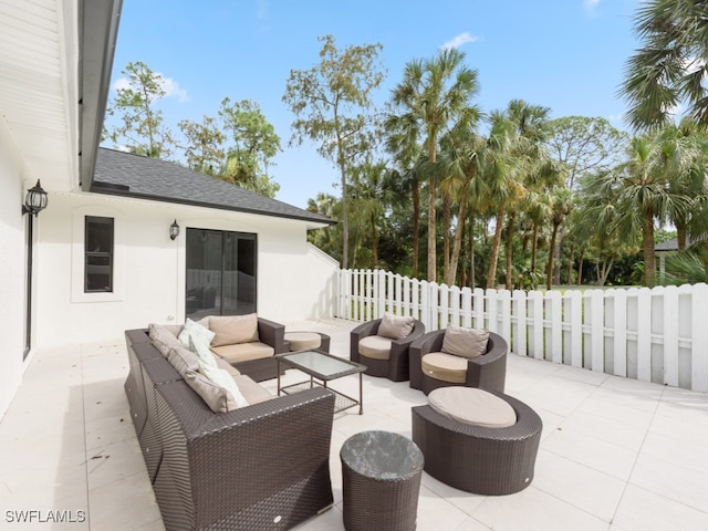 view of patio with an outdoor living space