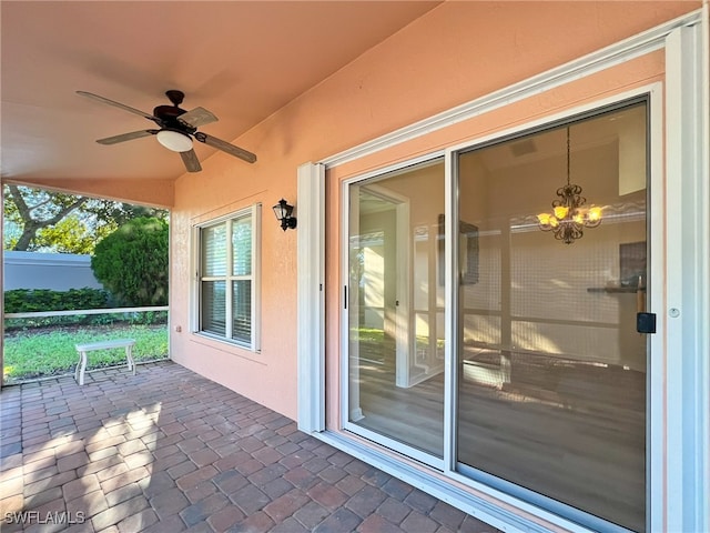 view of patio / terrace featuring ceiling fan