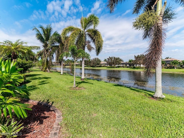 view of yard featuring a water view