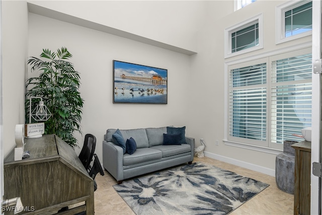 living room with plenty of natural light