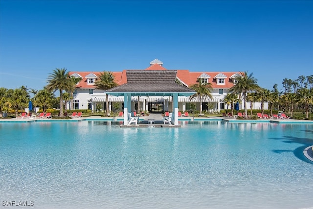 view of pool with a gazebo and a patio area