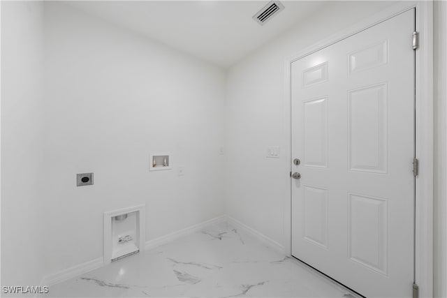 laundry area featuring electric dryer hookup and washer hookup