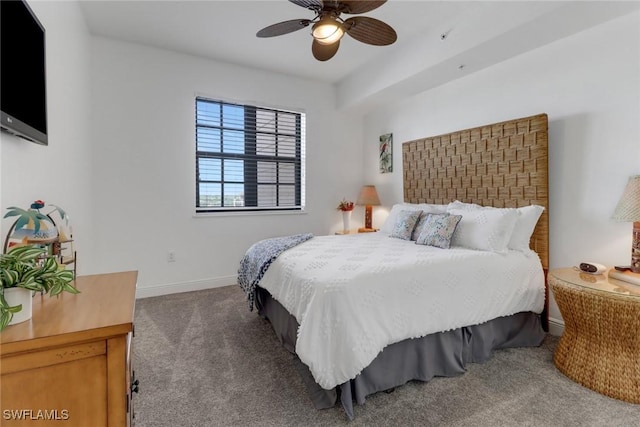 bedroom with carpet flooring and ceiling fan