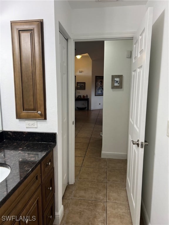 bathroom featuring vanity and tile patterned floors