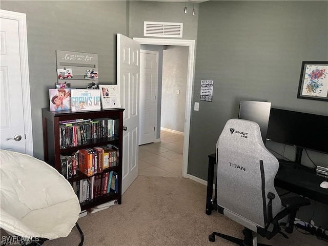 view of carpeted office space