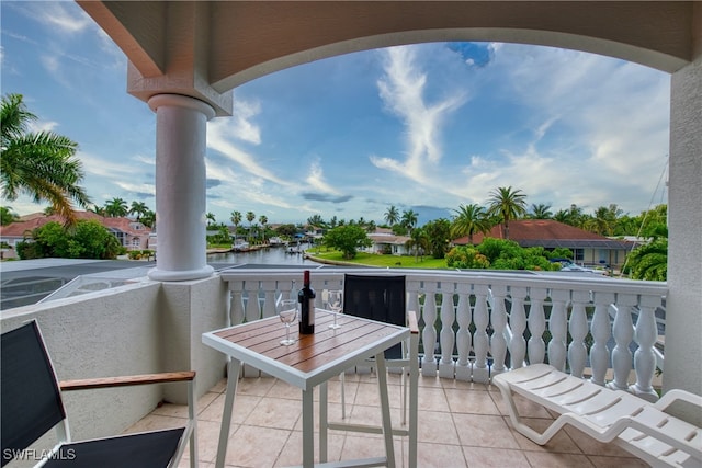 balcony with a water view