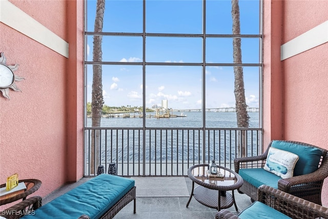 balcony with a water view