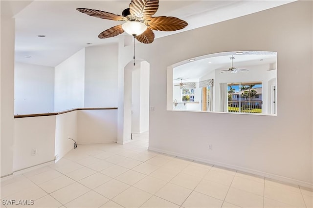 7831 Reflecting Pond Ct Unit 1821, Fort Myers, FL 33907 - unfurnished room with recessed lighting, arched walkways, a ceiling fan, and baseboards