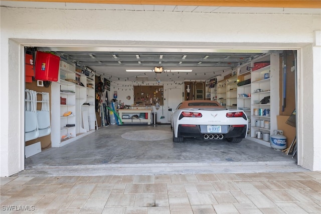 garage with a garage door opener