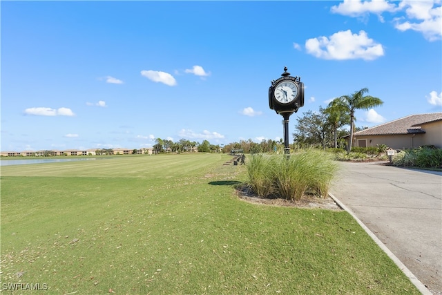 view of property's community featuring a lawn