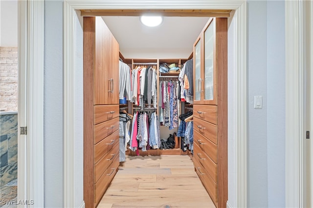 walk in closet featuring light wood-type flooring