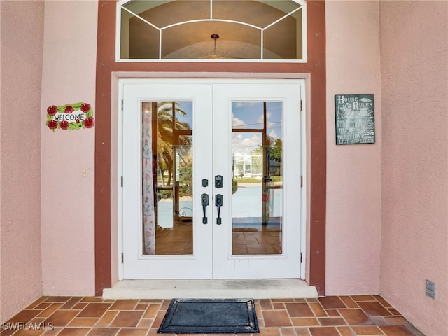 property entrance with french doors