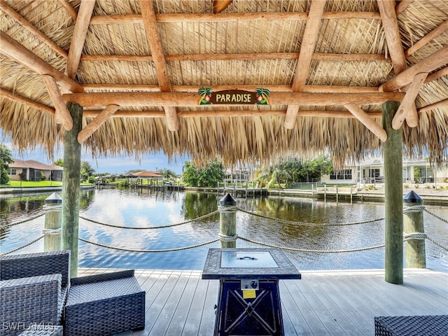 view of dock featuring a water view