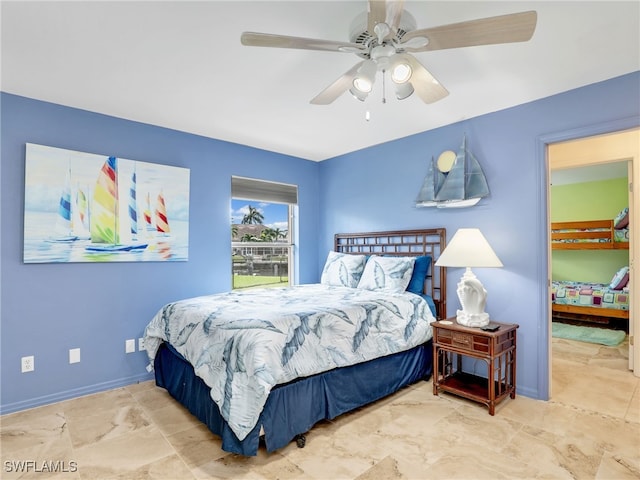 bedroom featuring ceiling fan