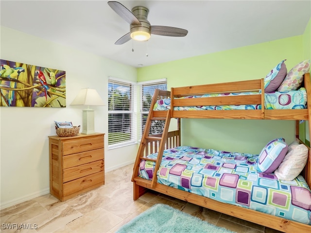 bedroom featuring ceiling fan