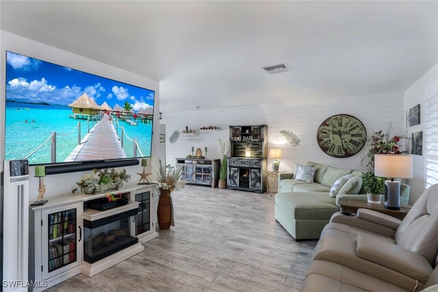 living room featuring light hardwood / wood-style floors