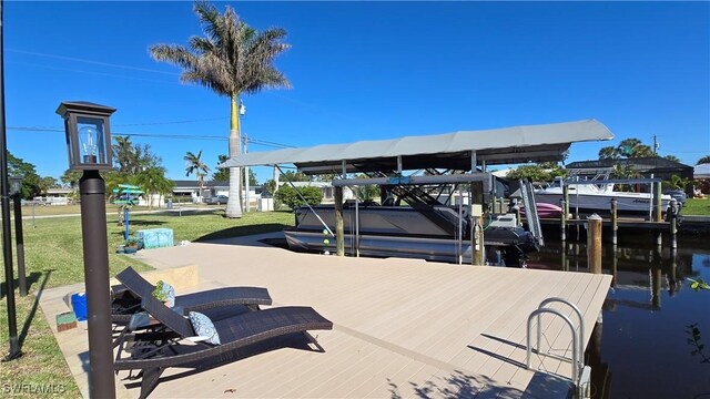 dock area with a water view