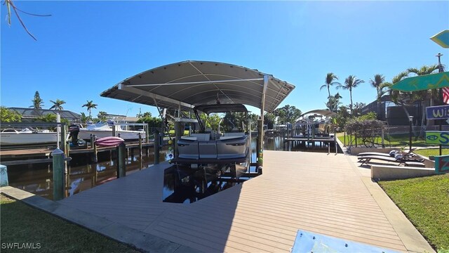 view of dock featuring a water view