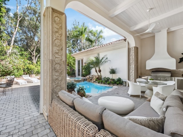 view of patio / terrace featuring an outdoor kitchen and grilling area